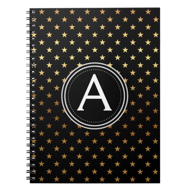 Gold Foil Monogram Stars Notebook Notizblock (Vorderseite)