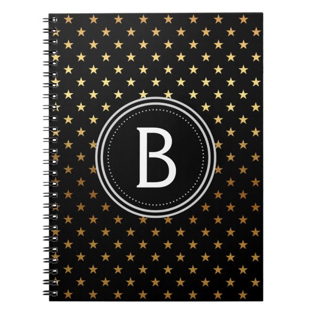 Gold Foil Monogram Stars Notebook Notizblock (Vorderseite)