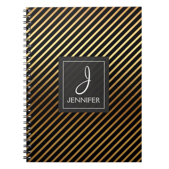 Gold Foil Monogram Stift Notebook Notizblock (Vorderseite)