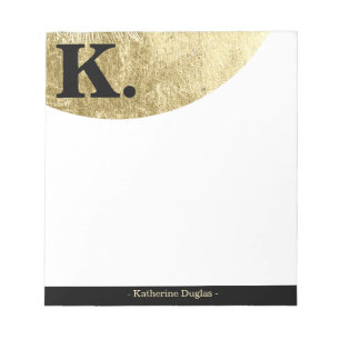 Gold Foil Moon auf Black Monogram Initial Luxury Notizblock