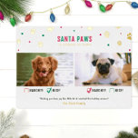 Gold Foil Naughty oder Nice Two Dog Foto Card Folien Feiertagskarte<br><div class="desc">Niedliche "Santa Paws kommt in die Stadt" zwei Hunde Weihnachtsfotokarte mit unschönen oder schönen Markierungen und echten Folienakzenten!</div>