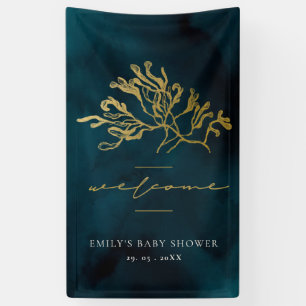 GOLD FOIL NAVY UNDERWASSER SEAWEED BRAUTPARTY BA BANNER