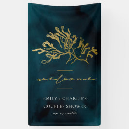 GOLD FOIL NAVY UNDERWASSER SEEWEED COUPLES DUSCHE BANNER