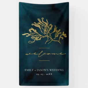 GOLD FOIL NAVY UNTERWASSER MEERESWEED WEDEND WILLK BANNER