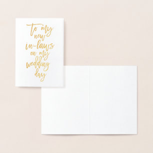 Gold Foil New in Laws Wedding Day Danke Karte