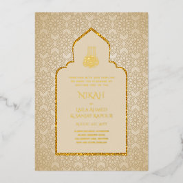 GOLD Foil Nikah Walima Islamische Hochzeit Folieneinladung