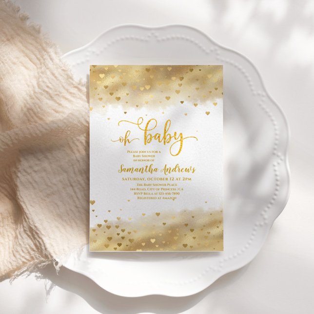 Gold Foil Oh Baby Dusche Einladung (Von Creator hochgeladen)