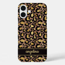 Gold Foil On Brown Leopard Print Monogrammed