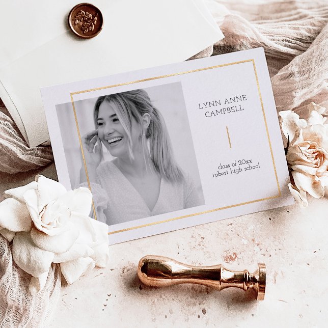 Gold Foil One Foto Modern Simple Graduation Party Folieneinladung (Von Creator hochgeladen)