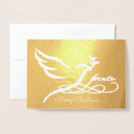 Gold Foil Peace Dove Foto Card Folienkarte