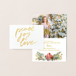 Gold Foil Peace Joy Liebe Weihnachten Foto Folienkarte