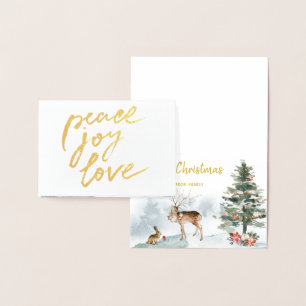 Gold Foil Peace Joy Liebe Woodland Weihnachten Folienkarte