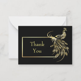 Gold Foil Peacock Bird Danke Karte