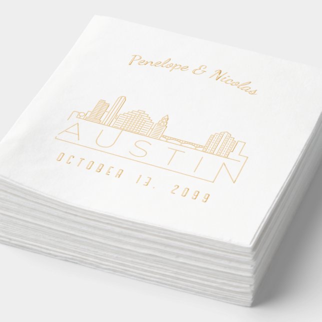 Gold Foil Personalisiert Austin Wedding Napkins Servietten Mit Folie (Ausschnitt)