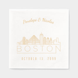 Gold Foil Personalisiert Boston Wedding Napkins Servietten Mit Folie