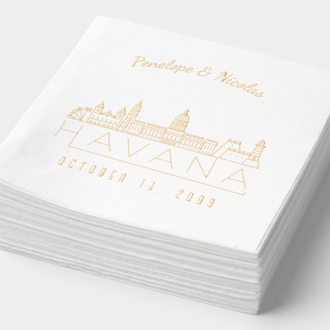 Gold Foil Personalisiert Havana Wedding Napkins Servietten Mit Folie (Ausschnitt)