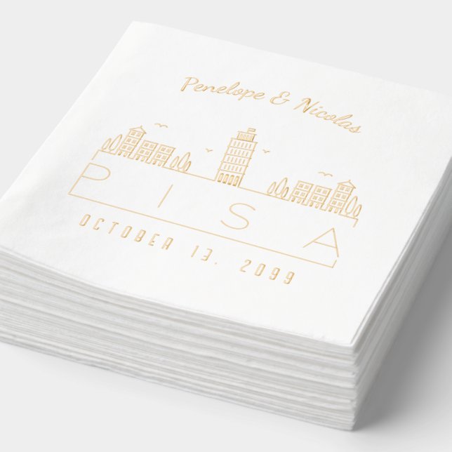 Gold Foil Personalisiert Pisa Wedding Napkins Servietten Mit Folie