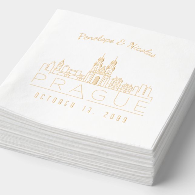 Gold Foil Personalisiert Prag Hochzeit Napkins Servietten Mit Folie (Ausschnitt)