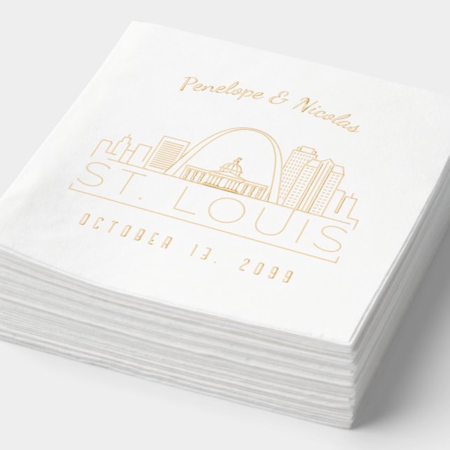 Gold Foil Personalisiert St. Louis Wedding Napkins Servietten Mit Folie (Ausschnitt)