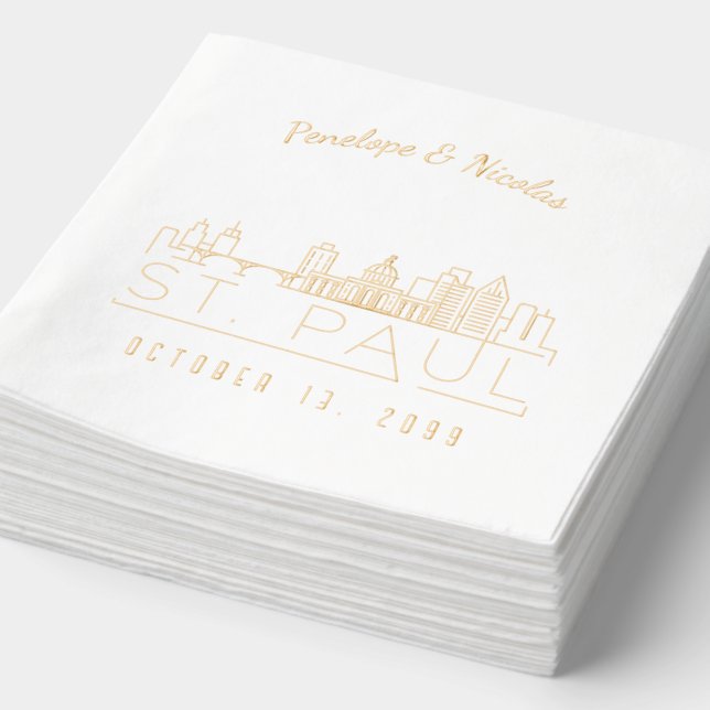 Gold Foil Personalisiert St. Paul Wedding Napkins Servietten Mit Folie (Ausschnitt)