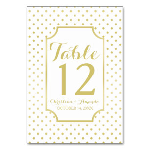 Gold Foil Polka-Dots Moderne Hochzeitsstimmung Tis Tischnummer