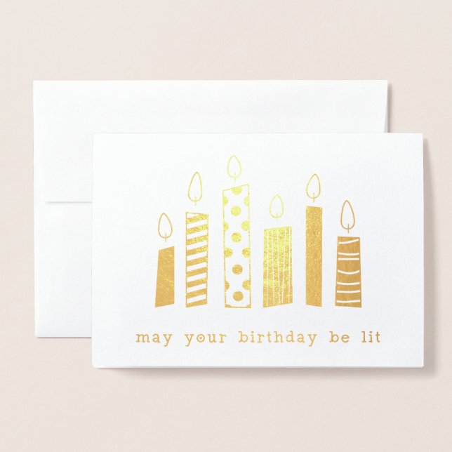 Gold Foil Pub Birthday Candles Folienkarte (Vorderseite mit Umschlag)