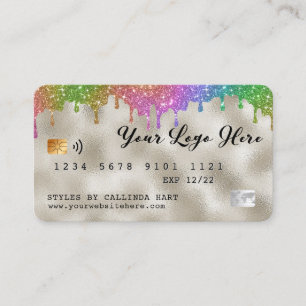 Gold Foil Rainbow Glitzer Tropfen Loyalty VIP Cred Visitenkarte