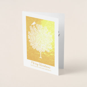 Gold Foil Raven Dekoriert Weihnachtsbaum Folienkarte