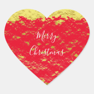 Gold Foil Red Glittery Glitzern Frohe Weihnachten Herz-Aufkleber