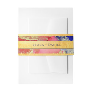 Gold Foil Red Lila Abstrakte Hochzeit Einladungsbanderole