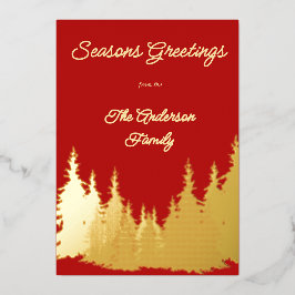 Gold Foil Red Watercolor Tree Foto Weihnachten Folien Feiertagskarte