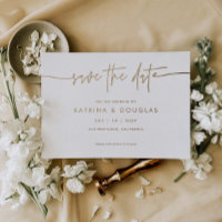 Gold Foil Save the Date Wedding Announcement Card