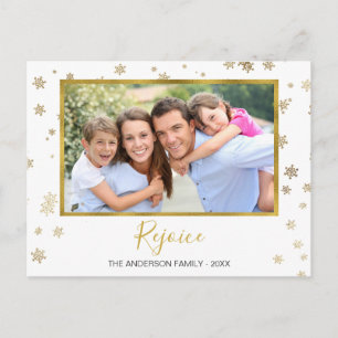 Gold Foil Schneeflocken Freuen Foto-Karte Feiertagspostkarte