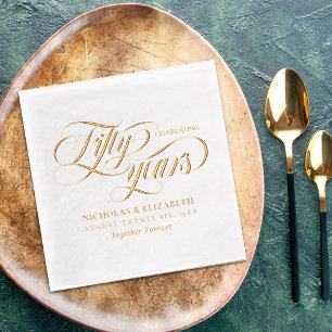 Gold Foil Schriftart zum 50. Hochzeitstag hinzufüg Servietten Mit Folie