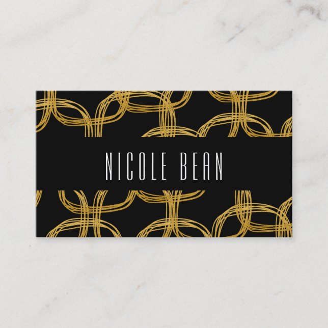 Gold Foil Scribble Circle Modern Business Card Visitenkarte (Vorderseite)