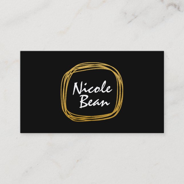 Gold Foil Scribble Circle Modern Business Card Visitenkarte (Vorderseite)
