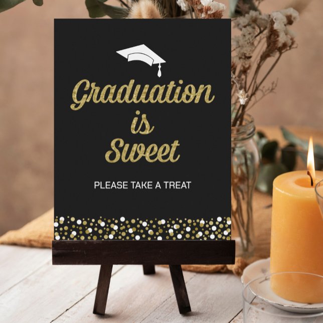 Gold Foil Script Abschluss ist Sweet Grad Sign Poster (Von Creator hochgeladen)