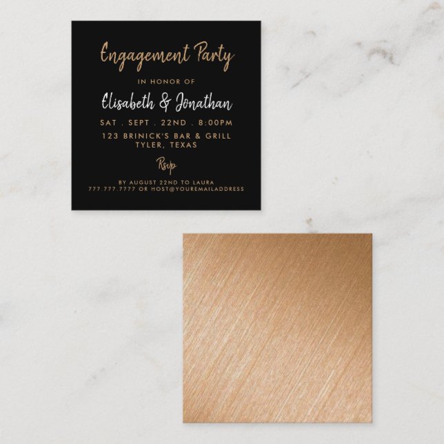 Gold Foil & Script Engagement Party Ticket Einladu (Vorne/Hinten)