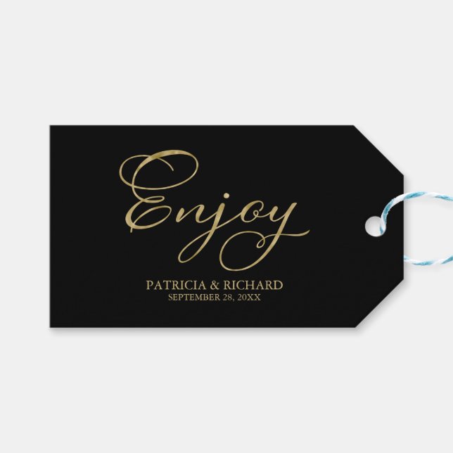 Gold Foil Script Enjoy Gastgeschenk Hochzeit Tags Geschenkanhänger (Vorderseite (Horizontal))