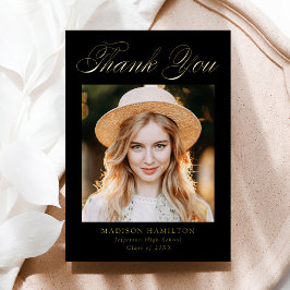 Gold Foil Script Foto Abschluss Danke Karte