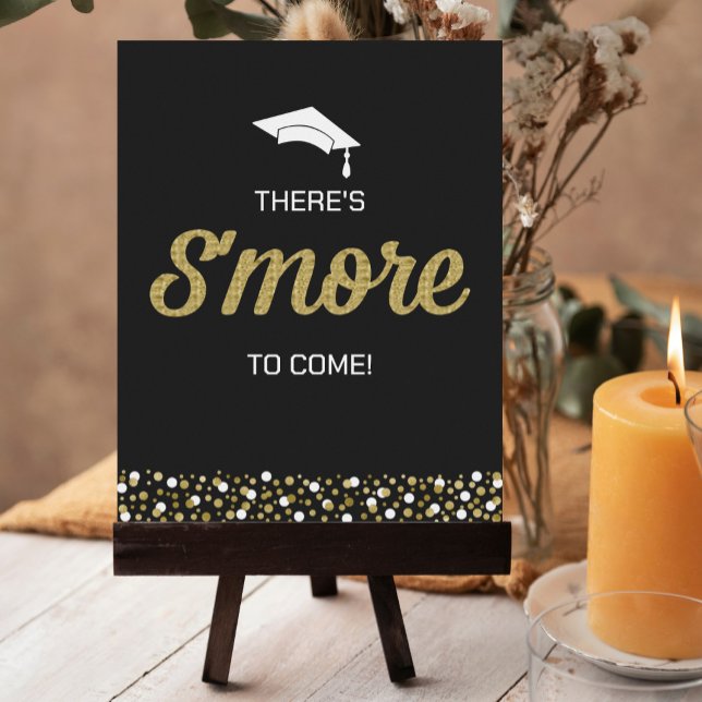 Gold Foil Script S'more Confetti Black Grad Sign Poster (Von Creator hochgeladen)