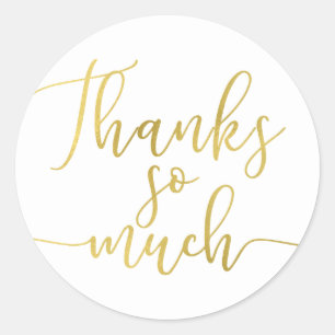 Gold Foil Script Typ Vielen Dank Runder Aufkleber