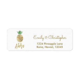 Gold Foil Script Wedding Aloha Pineaple