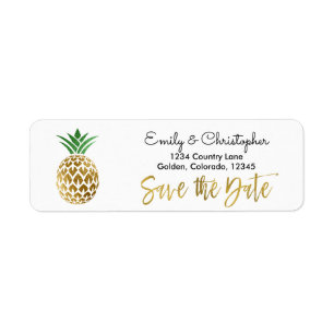 Gold Foil Script Wedding Save the Date Pineape