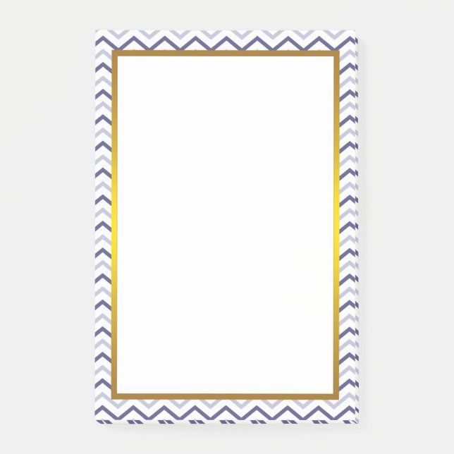 Gold Foil Silver Grau Zickzack Zigzag Muster Post-it Klebezettel (Vorderseite)
