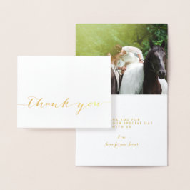 Gold Foil Simple Script Wedding Danke Foto Folienkarte