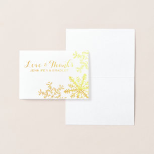 Gold Foil Snowflakes Winter Wedding Vielen Dank Folienkarte