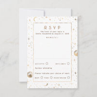 Gold Foil Stars Celestial Wedding RSVP