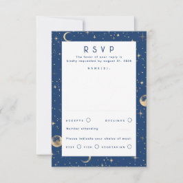 Gold Foil Stars Celestial Wedding RSVP Karte