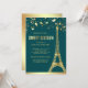 Gold Foil Stars Eiffelturm Aquamarin 16 . Geburtst Einladung (Vorderseite/Rückseite Beispiel)